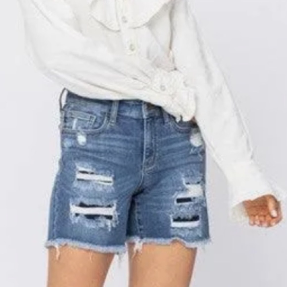 Judy Blue Patch Cut Off Plus Size Shorts Sz 3XL
